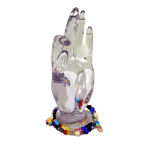 Fun Vibrant Multicolored Whimsical Beaded Wrap Bracelet Rainbow Smiley Face - Picture 4 of 7